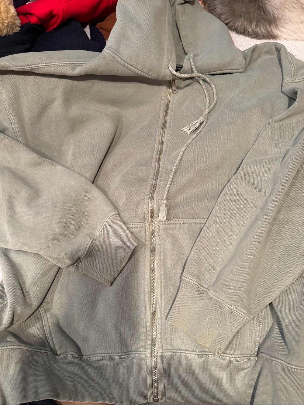 Brandy Melville Sage Green Zip-Up Hoodie Jacket